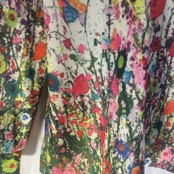 *HOST PICK* Misslook Pullover Top Womens Large Long Sleeve Blouse White Flower - Picture 7 of 16